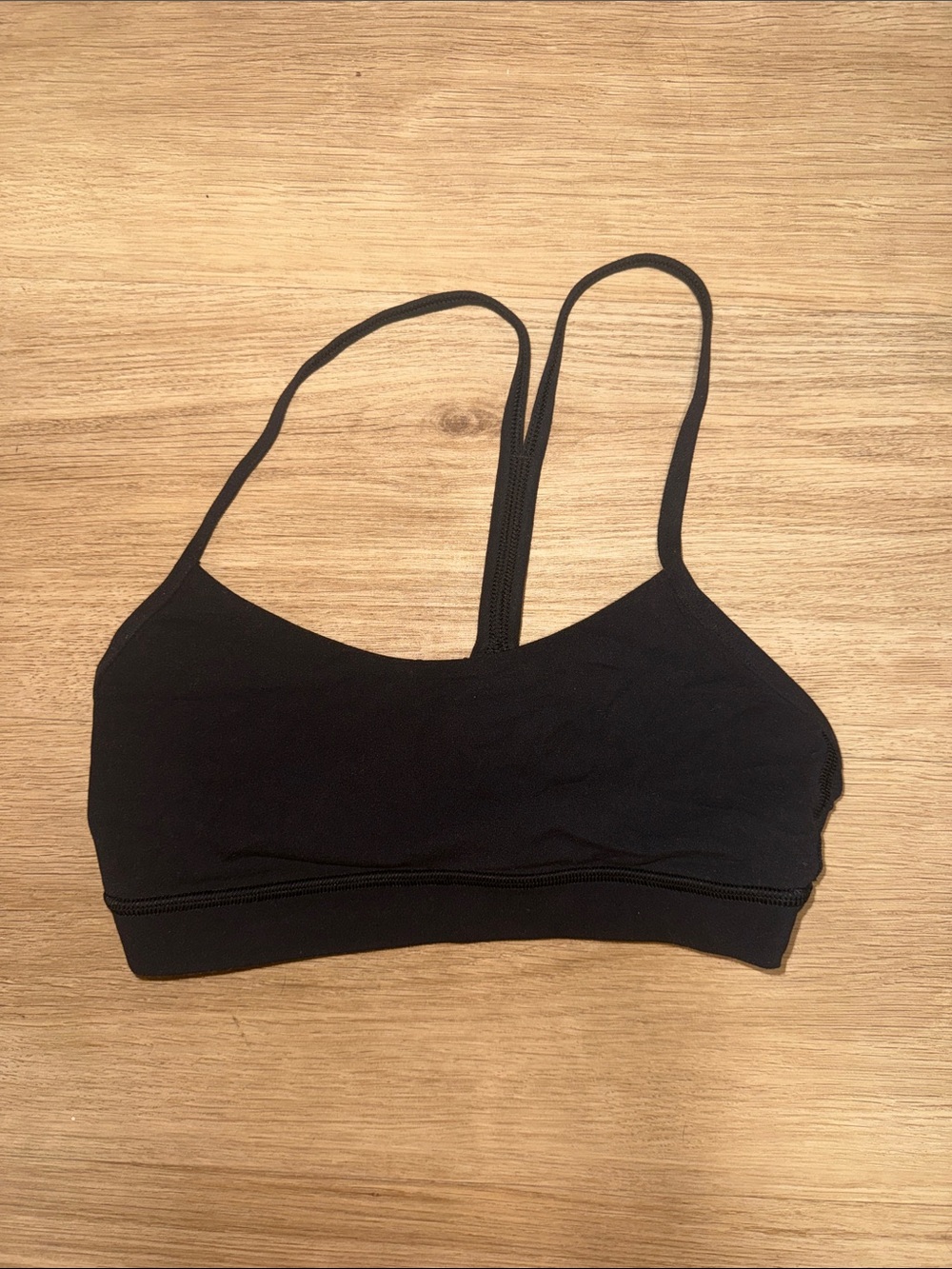 lululemon Flow Y Nulu Black Seamless Strappy Sports Bra